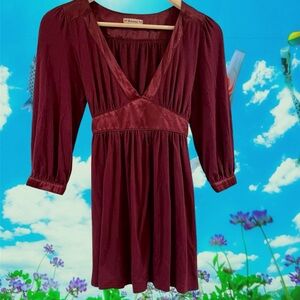 Vintage Y2K Forever 21 Blouse Top Babydoll Ties Shirt Med Satin Boho Drapy